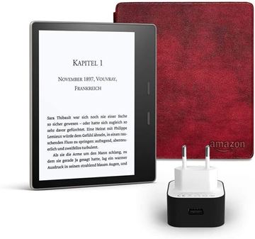 Amazon Kindle Oasis E Kitap Okuyucu 32 GB Gri + Orijinal Deri Kılıf ve Şarj Adaptörü resmi