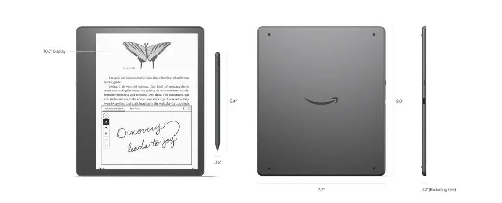 Amazon Kindle Scribe 2022 E-kitap okuyucu boyutları