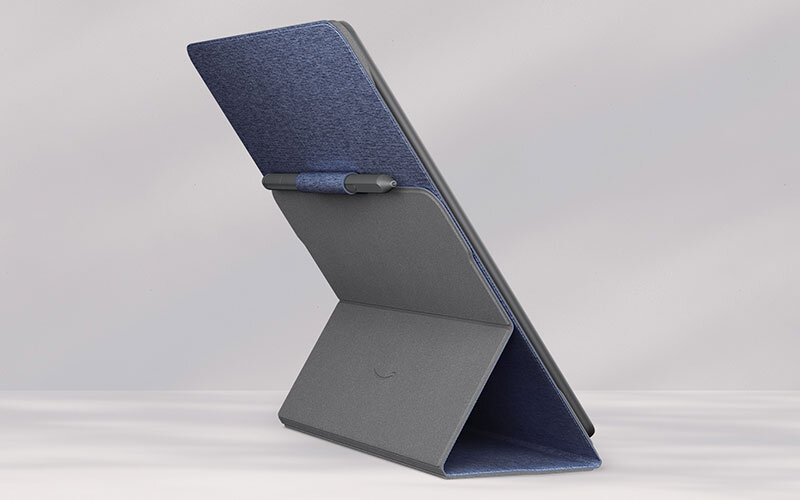 Amazon Kindle Scribe 2022 için stand işlevi sunan mavi kapak tasarımı