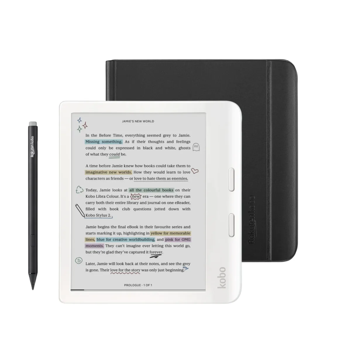 Kobo Libra Colour White eReader with Case Bundle Black Notebook SleepCover Case Stylus 8867f9db a302 4bd2 89ee a05d5a7447cb.fd6dbe9861613e4b6a2b6efcf2811cb5
