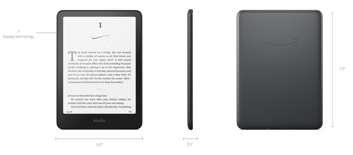 amazon kindle 7 paperwhite signature boyutlari