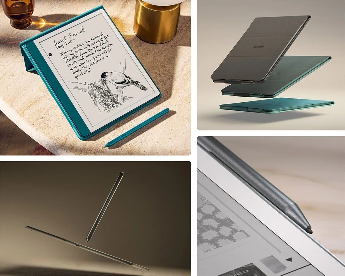 Kindle Scribe 2024 için ince manyetik kapaklı kılıf, iki okuma pozisyonu ve uyandırma özelliği