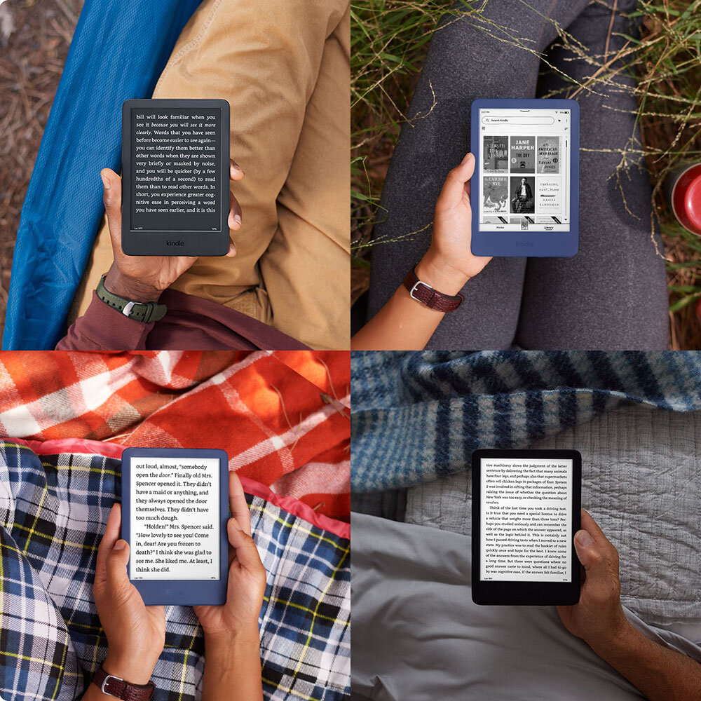 Amazon Kindle 11. Nesil Basic 2022 e-kitap okuyucu farklı ortamlarda kullanılıyor, dikkat dağıtmayan okuma deneyimi vurgulanıyor.