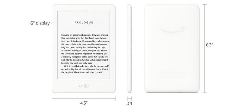 amazon kindle 10 nesil beyaz renk boyutlari