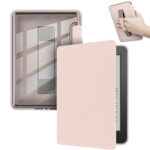 Amazon Kindle Paperwhite 12. Nesil 7 inç uyumlu fuşya tutacaklı kılıf – arka yüzey el bandı ve iç montaj detayı