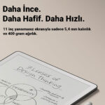 Amazon Kindle Scribe 11 inç 3. Nesil (2025) 5,4 mm ince tasarım ve 400 gram ağırlık; yansımasız ekranlı Premium Kalemli dijital not alma cihazı