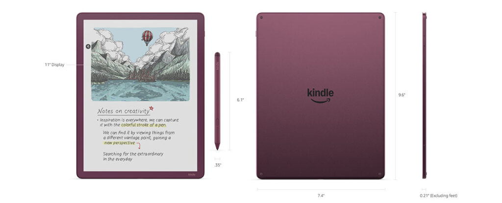 amazon kindle scribe colorsoft 11 inc olculer on arka yan gorunum