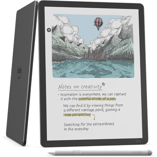 11 inç renkli E-Ink ekrana sahip, Premium kalemli Amazon Kindle Scribe Colorsoft Grafit modeli, not alma ve belge üzerine yazma özellikleriyle büyük ekran dijital okuma deneyimi sunar.