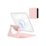 Kobo Libra Colour 7 inç 2024 uyumlu 360 derece dönebilen manyetik standlı kılıfın pembe renk seçeneği. Şeffaf arka kapak tasarımı, çok açılı kullanım desteği ve otomatik uyku/uyandırma özelliği bulunan koruyucu kılıf.
