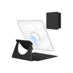 Kobo Libra Colour 7 inç 2024 uyumlu 360 derece dönebilen manyetik standlı kılıf. Şeffaf arka kapak tasarımı, yatay ve dikey kullanım desteği, otomatik uyku ve uyandırma özelliği bulunan siyah renk koruyucu tablet kılıfı.
