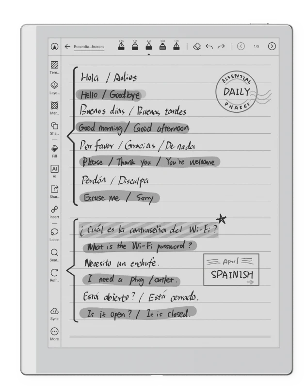 Sınırsız not alma alanı sunan Infinite Notes özelliği ile kullanılan Onyx Boox Go 10.3 2. nesil e-ink tablet