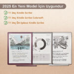 Amazon Kindle Scribe 11 inç ekran koruyucu film, 2025 model cihazlarla uyumlu olup Colorsoft ve ön ışıksız modeller dahil geniş uyumluluk sunar.