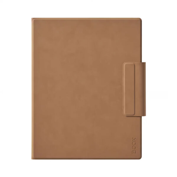 Kahverengi renkte, mıknatıslı kapak yapısına sahip Onyx Boox Go 10.3 e-kitap okuyucu kılıfı, cihazı darbelere karşı koruyan sade ve ince tasarımıyla öne çıkar.