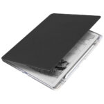 Kindle Scribe 11" 2025 siyah kılıf açılı görünüm, şeffaf TPU arka ve dahili kalem tutucu detayı