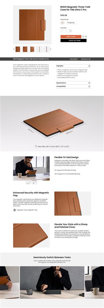 Tab Ultra C Pro Magnetic Three Fold Case webpage